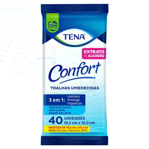 Toalha Umedecida Tena Confort Perfume Suave 40 Unidades 40 Unidades