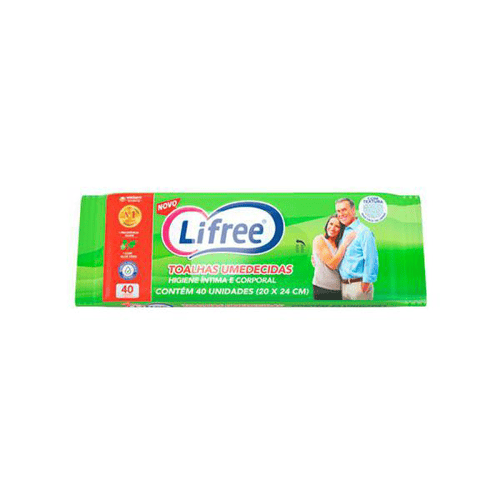 Toalhas Umedecidas Lifree Para Adultos 40 Unidades