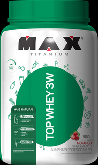 Imagem do produto Top Whey 3W Mais Natural 900G Max Titanium Morango