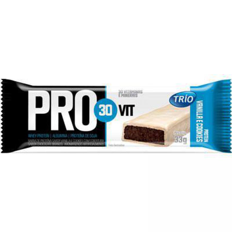 Trio Protein Barra Cereal 30 Vitaminas Vanilla E Cooke 33G