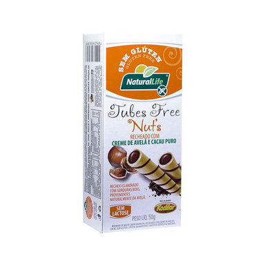 Imagem do produto Tubes Free Nuts Kodilar Natural Life Recheado Com Creme De Avelã E Cacau Puro Sem Glúten 50G