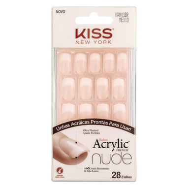 Imagem do produto Unhas Auto Colantes Kiss Salon Color Acrylic Media Cashmere 28 Unidades