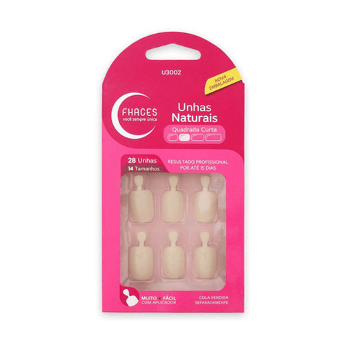 Imagem do produto Unhas Fhaces Natural Quadrada Curta Com 28 Unidades Ref: U3002