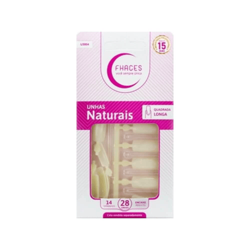 Imagem do produto Unhas Fhaces Natural Quadrada Longa Com 28 Unidades Ref: U3004