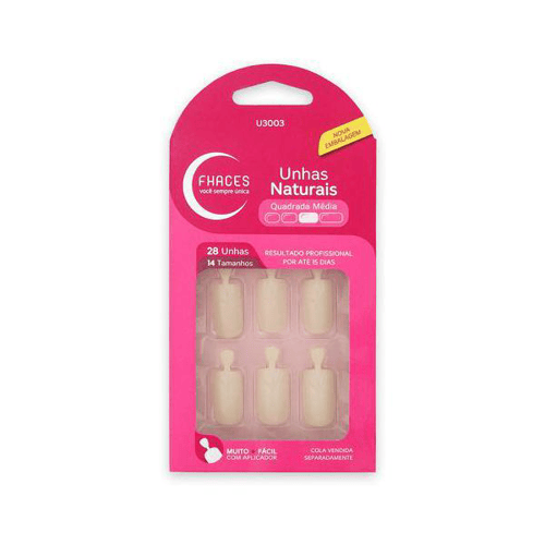 Imagem do produto Unhas Fhaces Natural Quadrada Média Com 28 Unidades Ref: U3003