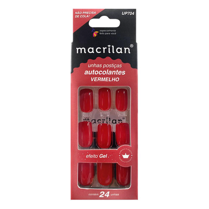 Imagem do produto Unhas Postiças Autocolante Up704 Na Cor Vermelho Macrilan