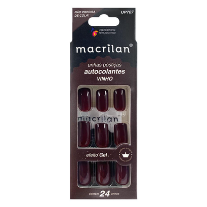 Imagem do produto Unhas Postiças Autocolante Up707 Na Cor Vinho Macrilan