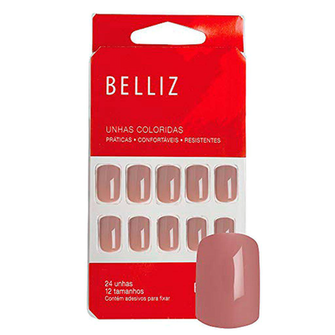Imagem do produto Unhas Postiças Belliz Nude Com Adesivo Para Fixar 24 Unhas
