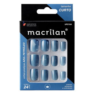 Imagem do produto Unhas Postiças Macrilan Azul Petróleo Curta Com 24 Unidades