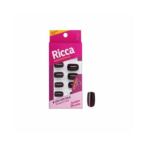 Imagem do produto Unhas Posticas Ricca Coloridas Chocolate Curta