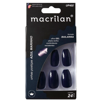 Unhas Postiças Up402 Estilo Bailarina Macrilan Cor Azul Marinho