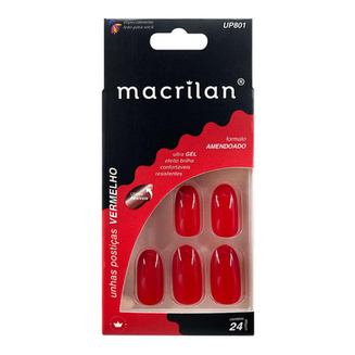 Imagem do produto Unhas Postiças Up801 Amendoado Vermelho Macrilan