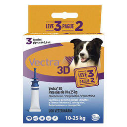 Imagem do produto Vectra 3D Cães 10 A 25Kg 3 Pipetas Antipulgas Ceva