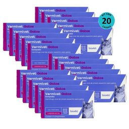 Imagem do produto Vermífugo Para Gatos Vermivet 300Mg C/ 4 Comprimidos Kit C/ 20 Caixas