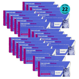 Vermífugo Para Gatos Vermivet 300Mg C/ 4 Comprimidos Kit C/ 22 Caixas