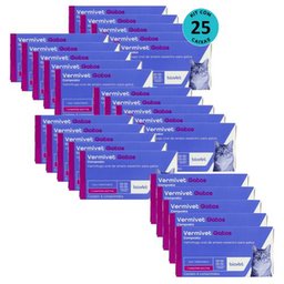 Imagem do produto Vermífugo Para Gatos Vermivet 300Mg C/ 4 Comprimidos Kit C/ 25 Caixas