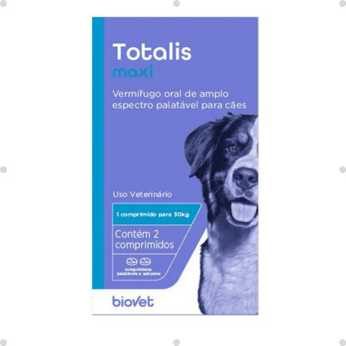 Vermífugo Totalis Maxi Para Cães 1,98G C/ 2 Comprimidos Biovet
