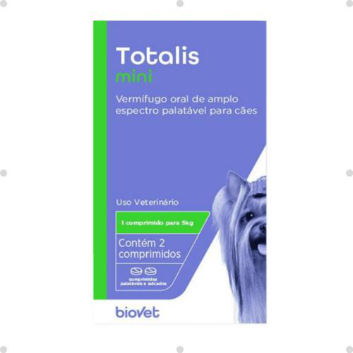 Vermífugo Totalis Mini Para Cães 330Mg C/ 2 Comprimidos Biovet