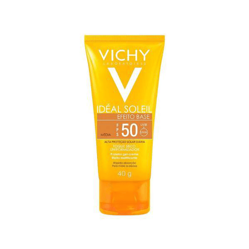 Protetor Solar Facial Vichy Idéal Soleil Efeito Base Cor Média FPS50 40G