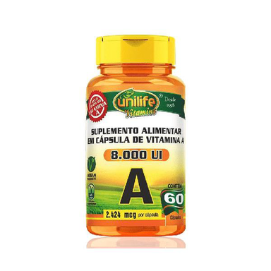 Imagem do produto VITAMINA A RETINOL UNILIFE 60 CÁPSULAS DE 500MG