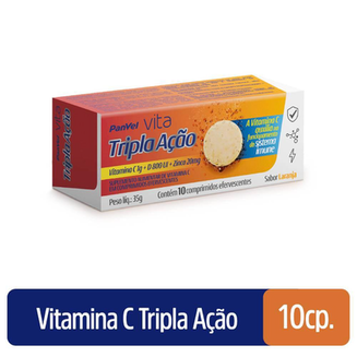 Vitamina C 1G Imune Tripla Acao Panvel Vita 10 Comprimidos Efervescentes