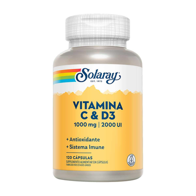 Vitamina C +D3 Solaray 1000Mg/2000Ui Com 120 Cápsulas