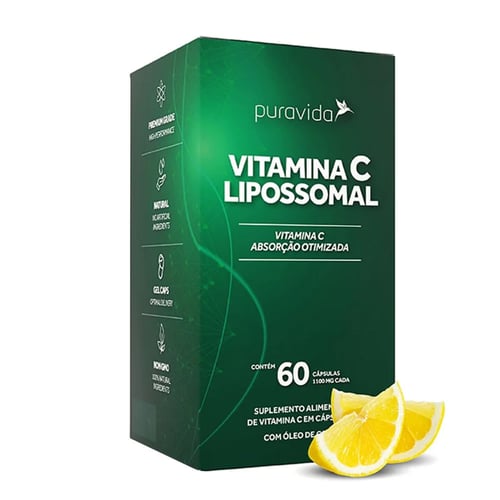 Vitamina C Lipossomal Pura Vida 1100Mg 60 Cáp + Óleo De Coco