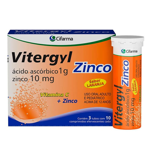 Vitergyl Zinco 1G Com 30 Comprimidos Efervescentes