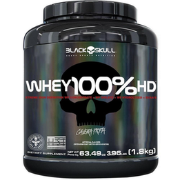 Whey 100% Hd Black Skull 1,8Kg Wpc, Wpi E Wph Whey 100% Hd Morango 1,8Kg