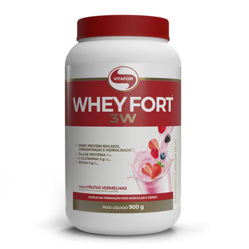 Whey Fort 3W Vitafor 900G Frutas Vermelhas