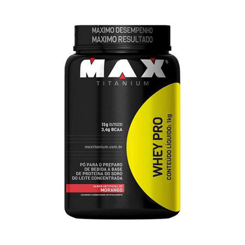 Whey Pro 1Kg Morango Max Titanium