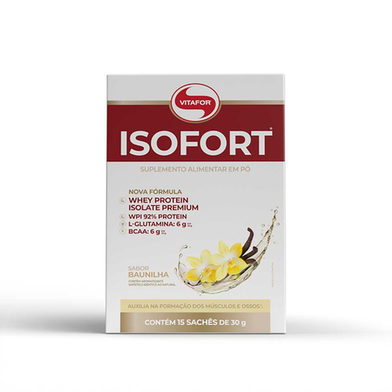 Imagem do produto Whey Protein Vitafor Isofort Baunilha 15 Sachês 15 Sachês De 30G Cada