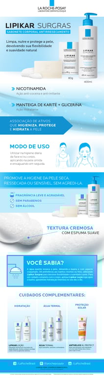 Lipikar Surgras La Roche Posay Sabonete Líquido com 400ml Lipikar Surgras La Roche Posay Sabonete Líquido com 400ml